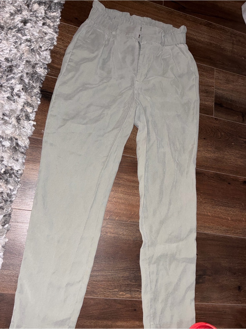 Calvin Klein Women's Light Gray/ Green Elastic-Waist Trousers